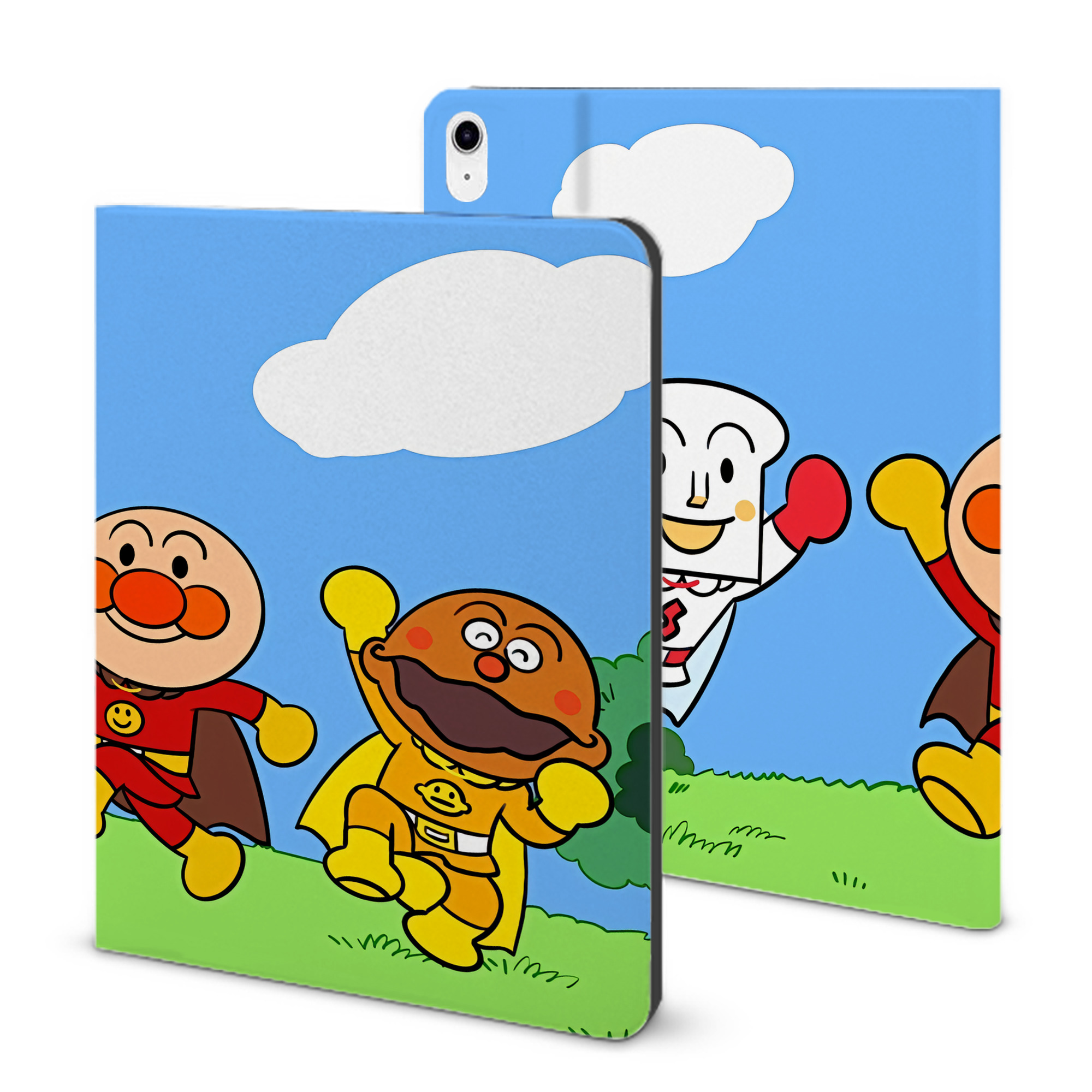 （画像用） アンパンマン Anpanman IPad ケース ブック型 PUレザー TPU 耐衝撃 軽量 薄型 ペン収納なし 全面保護 IPad 各モデル対応